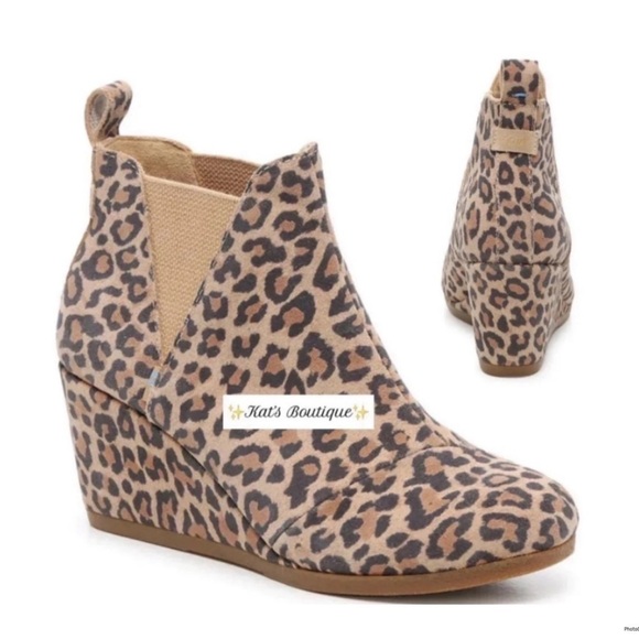 (NWT) TOMS Kelsey Wedge Leopard Print Bootie - Picture 5 of 12